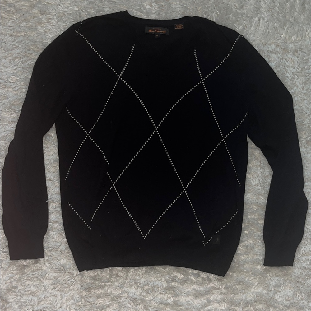 🌷 Men's Ben Sherman Black Sweater with Diamond Pattern